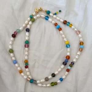 Multicolor Beaded Pearl Necklace